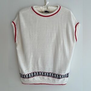 VINTAGE Impromptu Cap Sleeve Knit Sweater Nautical Theme Anchor Pattern Summer